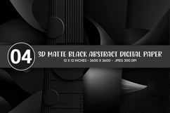 3D Matte Black Abstract Digital Paper Product Image 1