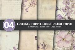 Lavender Purple Floral Digital Paper Product Image 1