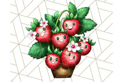 Strawberry Fruit PNG Clipart, Adorable Kawaii Characters Png Product Image 2