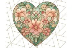 Stained Glass Heart PNG Clipart in Pastel and Bright Colors Product Image 2
