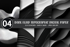 Dark Fluid Topographic Digital Paper Product Image 1