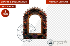 Autumn clipart Harvest of Haunts Halloween Gothic Frame PNG Product Image 1