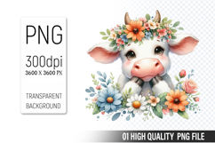 Cute Highland Cow, Animal Sublimation Clipart PNG Product Image 1