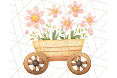 Pastel Watercolor Spring Clipart, Cheerful Floral Png Design Product Image 2
