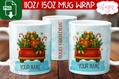 Custom Christmas mug wrap PNG, Christmas truck mug PNG Product Image 2