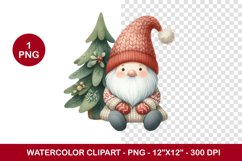 png watercolor clipart - cute gnome Product Image 1