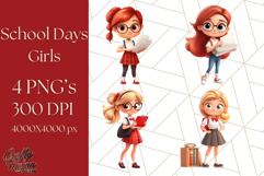 Cute Teacher Girls Clipart, School PNG, Teacher Sublimation Product Image 1