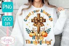 Happy Thanksgiving sublimation PNG, Christian shirt PNG Product Image 2