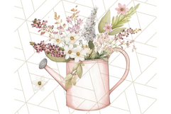 Watering Can Flowers PNG, Rustic Floral Watercolor Clipart Product Image 3