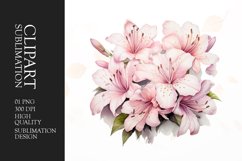 Watercolor azalea blooms flower sublimation clipart Product Image 1