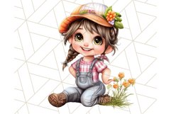 Kids Farm Clipart, Cute Farmer and Farm Animal PNG Product Image 3