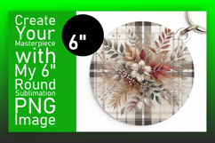 Artistic Keychain Round Design PNG , Autumn Flower Product Image 1