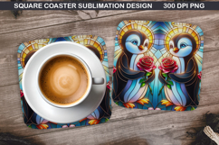Penguin Coaster Sublimation, Valentine Coaster PNG Design Product Image 1