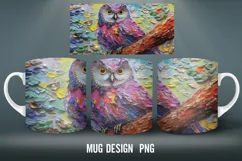 3D Owl Mug Wrap Sublimation Designs|Impasto Painting Mug Wra Product Image 2