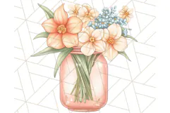 Flowers in Glass Jars PNG, Rustic Floral Watercolor Clipart Product Image 2