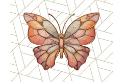 Stained Glass Butterfly PNG Colorful Clipart for Sublimation Product Image 2