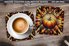 Pumpkin Coaster Sublimation, Halloween Coaster PNG Design Product Image 1