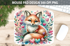 Watercolor Fox Mouse Pad Sublimation - Valentines PNG Product Image 1