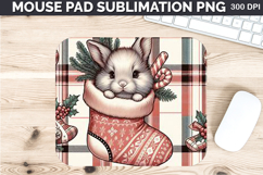 Watercolor Rabbit Mouse Pad Sublimation - Christmas PNG Product Image 1