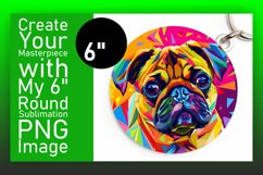 Whimsical Abstract Dog Round Design Keychain Sublimation Product Image 1
