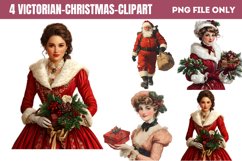 Victorian Christmas Sublimation Clipart PNG Product Image 1