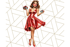 Vintage Glamorous Christmas Party Clipart PNG, Holiday Png Product Image 2