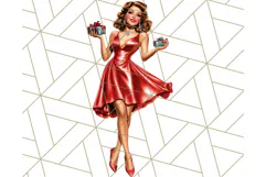 Vintage Glamorous Christmas Party Clipart PNG, Holiday Png Product Image 2