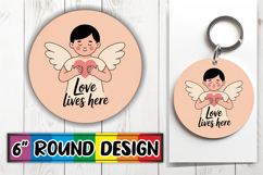 Blissful Circle Coaster Sublimation PNG, Cupid Product Image 1