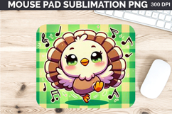 Watercolor Turkey Mouse Pad Sublimation - Thanksgiving PNG Product Image 1