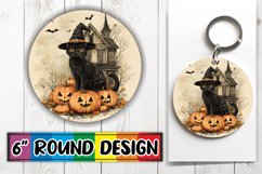 Cute Black Cat Round Design for Halloween Sublimation Product Image 1