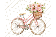 Bicycle with Flowers PNG, Pastel Spring Floral Bike Clipart Product Image 2