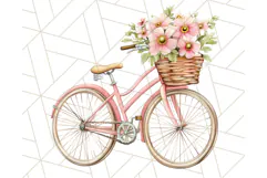 Bicycle with Flowers PNG, Pastel Spring Floral Bike Clipart Product Image 2