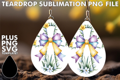 Luminous Teardrop Earrings Designs PNG, Flower Cross Product Image 1