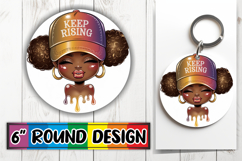 Cozy Round Keychain PNG Magic, Black Woman Product Image 1