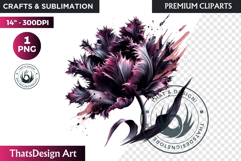 Moody Rose Gold &amp; Mauve Flowers PNG, Dark Romance Clipart Product Image 1