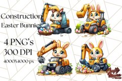 Easter Bunny Construction Clipart, Spring Png Product Image 1