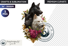 Floral Wolf Fantasy clipart, Botanical Wildlife Graphics PNG Product Image 1