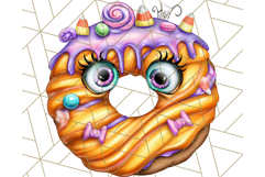 Halloween Donut Clipart PNG, Cute Spooky Doughnut Art Product Image 2