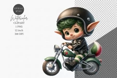 Elf biker, Fantasy clipart, Watercolor clipart, Biker Product Image 1