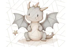 Watercolor Baby Dragon Clipart, Cute Nursery Fantasy PNG Product Image 4