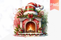 Christmas Fireplace- Clipart PNG Design Product Image 1