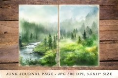 Printable Junk Journal Pages green landscape 2 Product Image 1