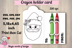 Christmas santa Coloring Card svg, Crayon holder Card svg Product Image 2