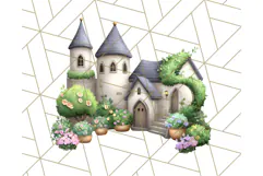Princess Castle Clipart PNG, Enchanted Garden Artwork Product Image 2