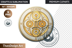 Gemini Alchemical Zodiac Clipart Magic Horoscope Coin PNG Product Image 1