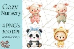 Knitted Nursery Animal Clipart PNG, Cozy Watercolor Baby Fox Product Image 1