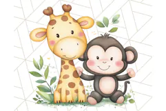 Cute Animal Friends Clipart PNG, Whimsical Spring Animal Duo Product Image 2
