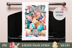 Cartoon Easter Towel Design, Watercolor Easter Eggs Towel Product Image 1