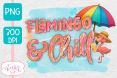 Summer PNG for Sublimation design, Flamingo & chill PNG Product Image 1