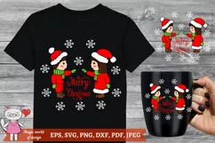 Merry christmas svg design for kids in santa hat Product Image 2